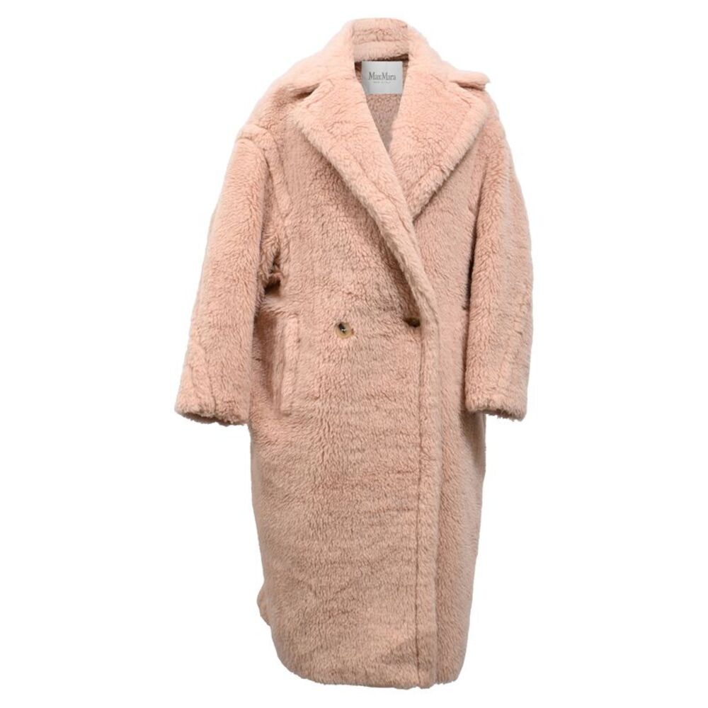Max Mara Tedgirl Faux Fur Long Coat in Pink Synthetic